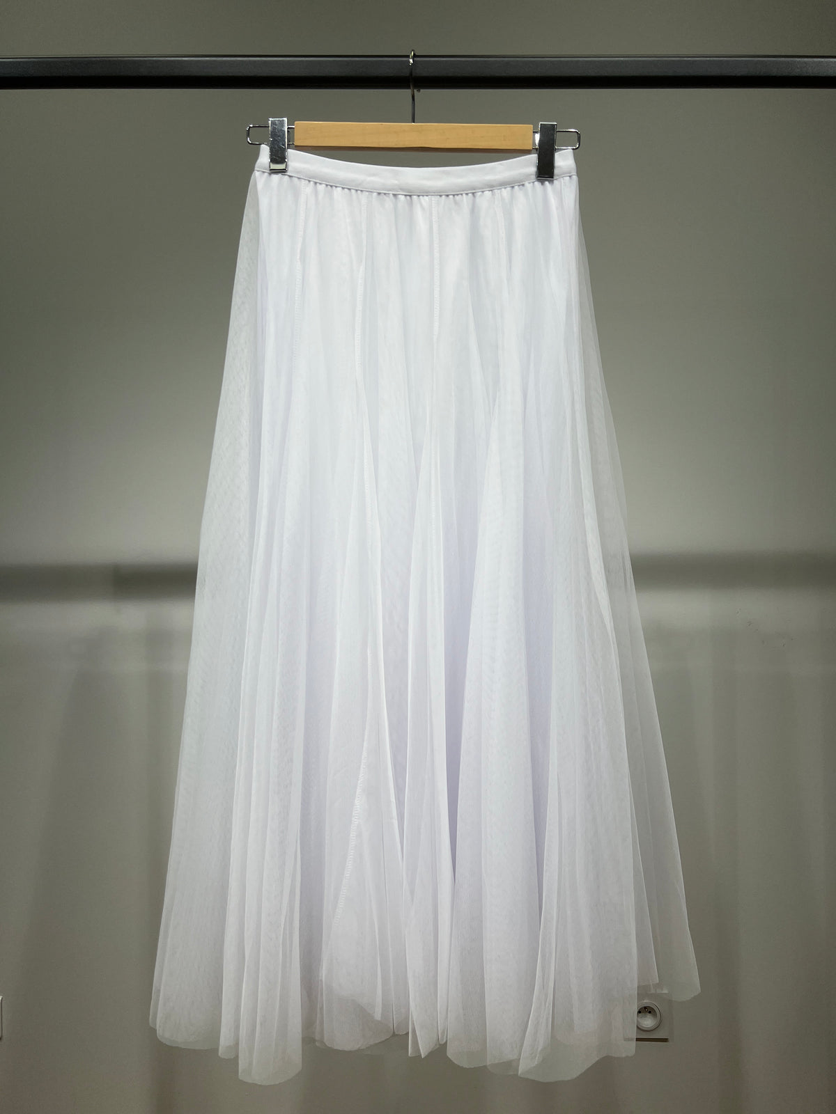 Jupe Longue Tulle Blanc à Doublure Taille Haute