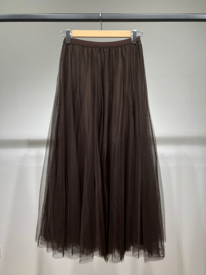 Jupe Longue Tulle Blanc à Doublure Taille Haute