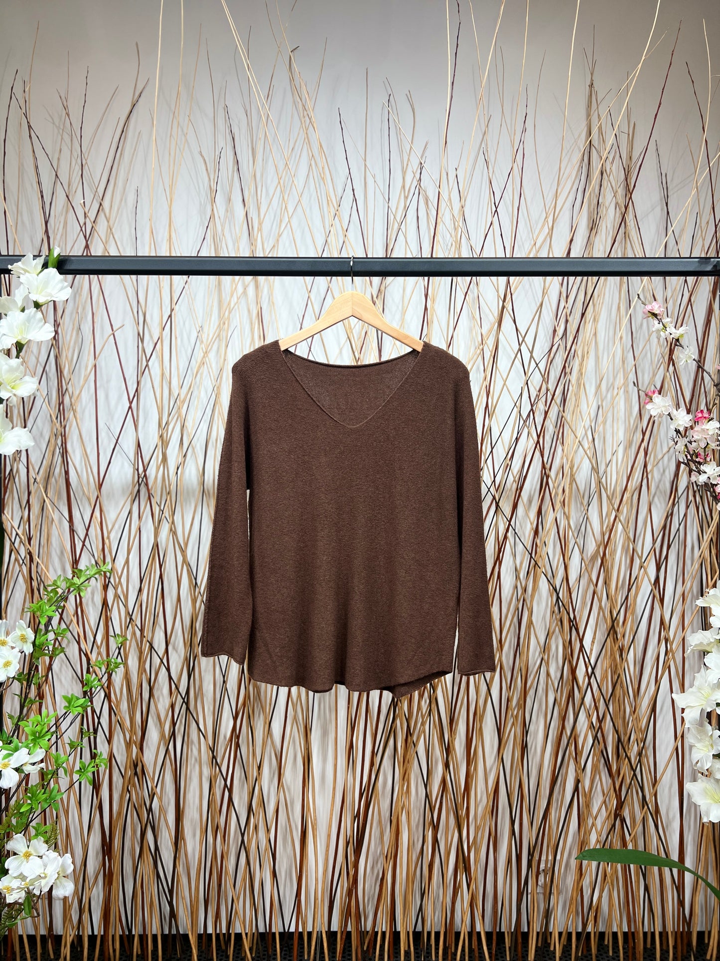 Pull En Maille Manche Longue Col V Viscose