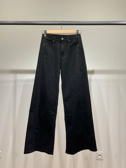 Pantalon Droit Large Stretch Taille Haute 98% Coton Taillé