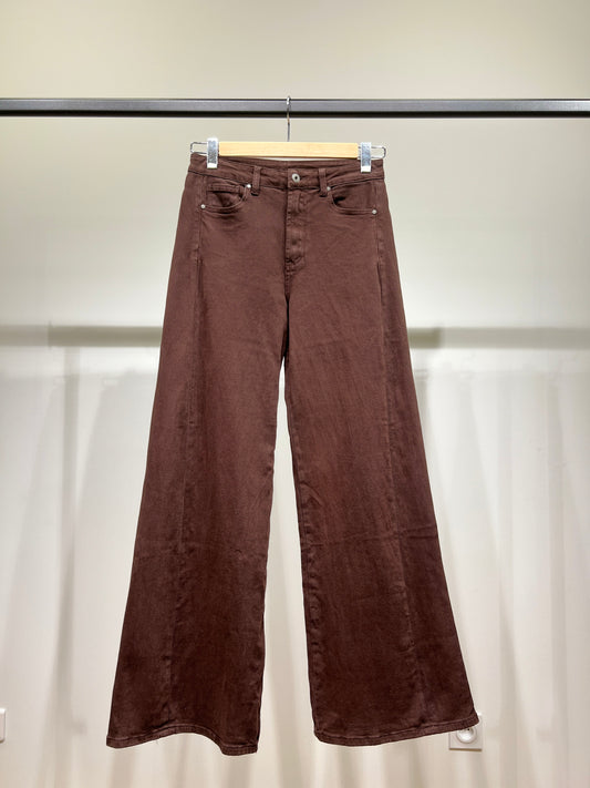 Pantalon Droit Large Stretch Taille Haute 98% Coton Taillé