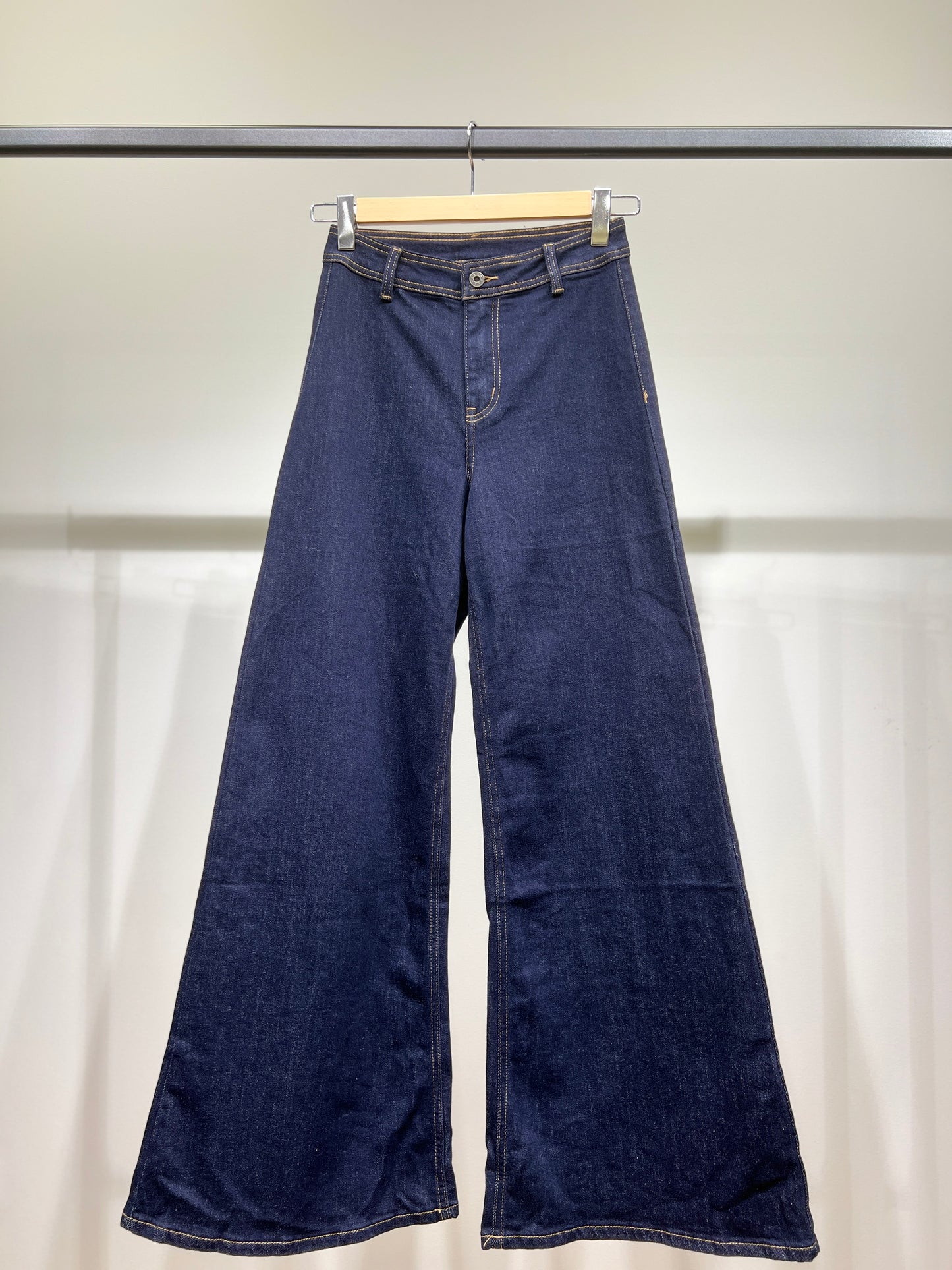 Pantalon Jean Évasé Stretch Taille Haute 72% Coton Taillé