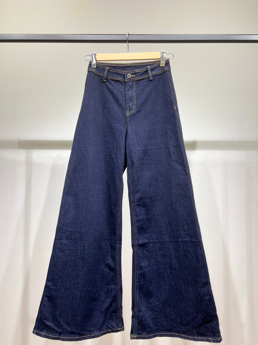 Pantalon Jean Évasé Stretch Taille Haute 72% Coton Taillé