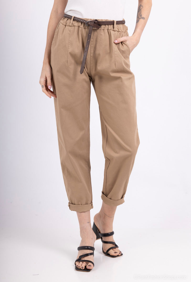 Pantalon Coton Taillé avec ceinture