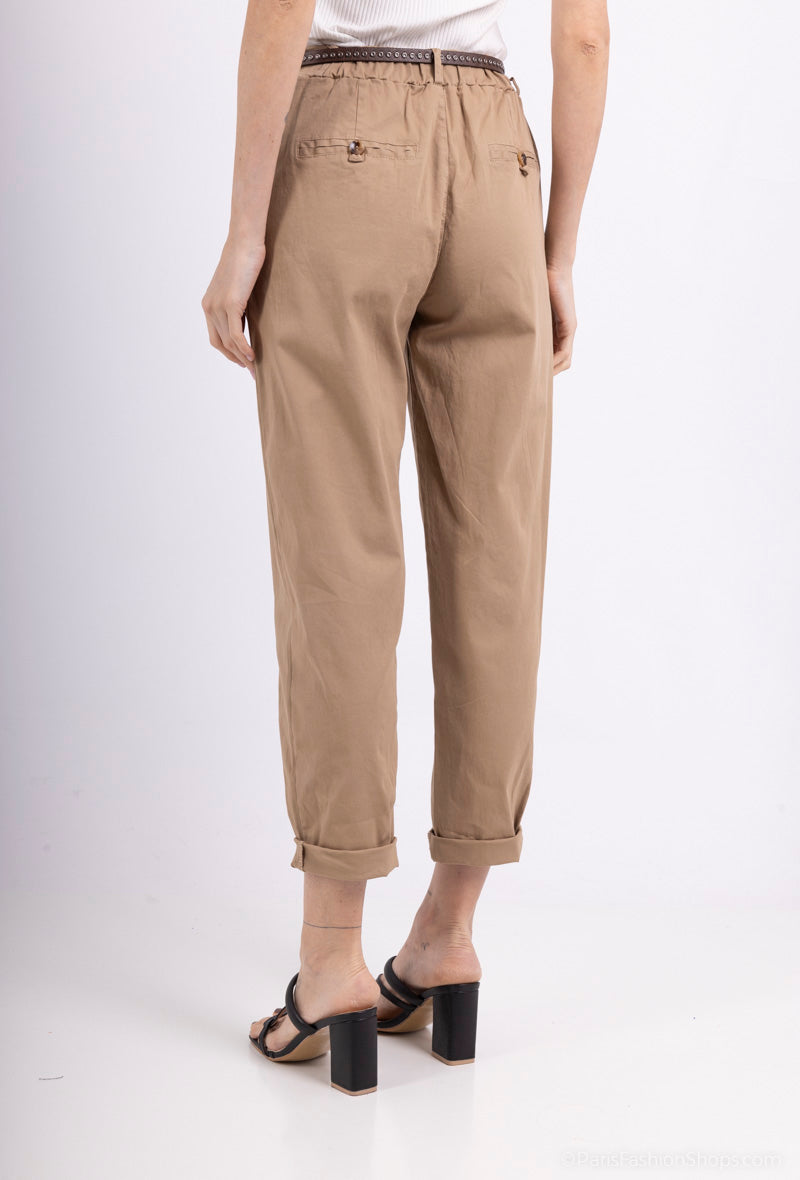 Pantalon Coton Taillé avec ceinture