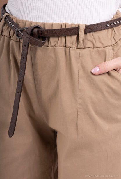 Pantalon Coton Taillé avec ceinture