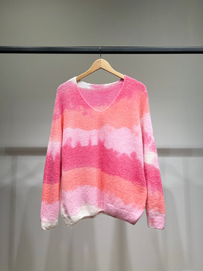 Pull Large Col V Motif Tye & Dye 20% Alpaca
