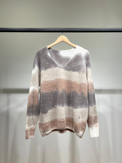 Pull Large Col V Motif Tye & Dye 20% Alpaca