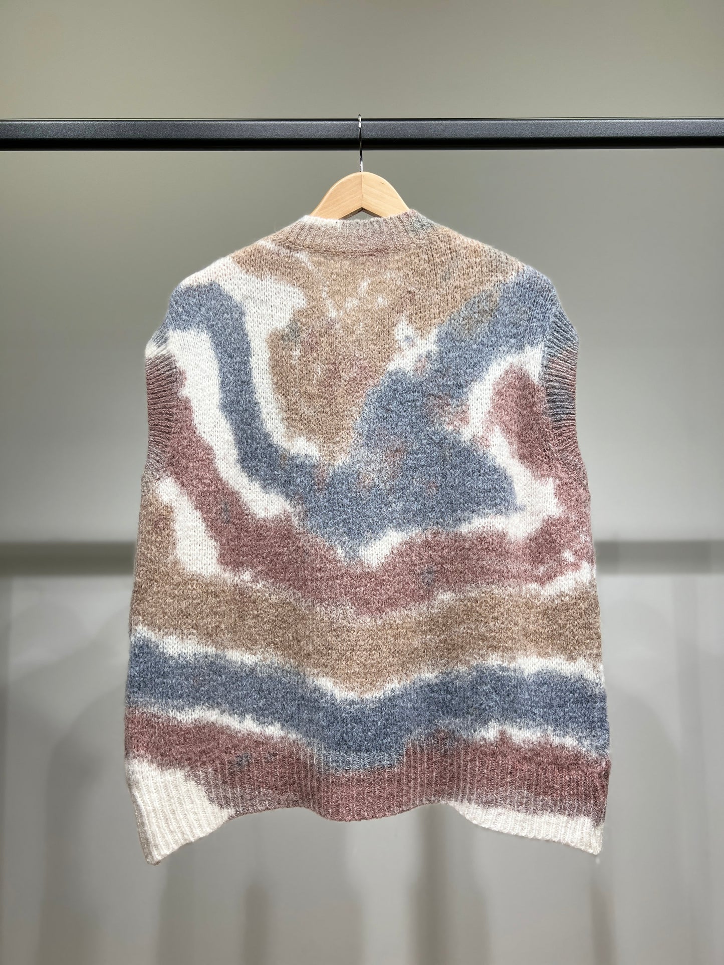Gilet Large Zippé Tie & Dye 30% Mohair 10% Laine