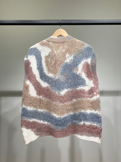 Gilet Large Zippé Tie & Dye 30% Mohair 10% Laine