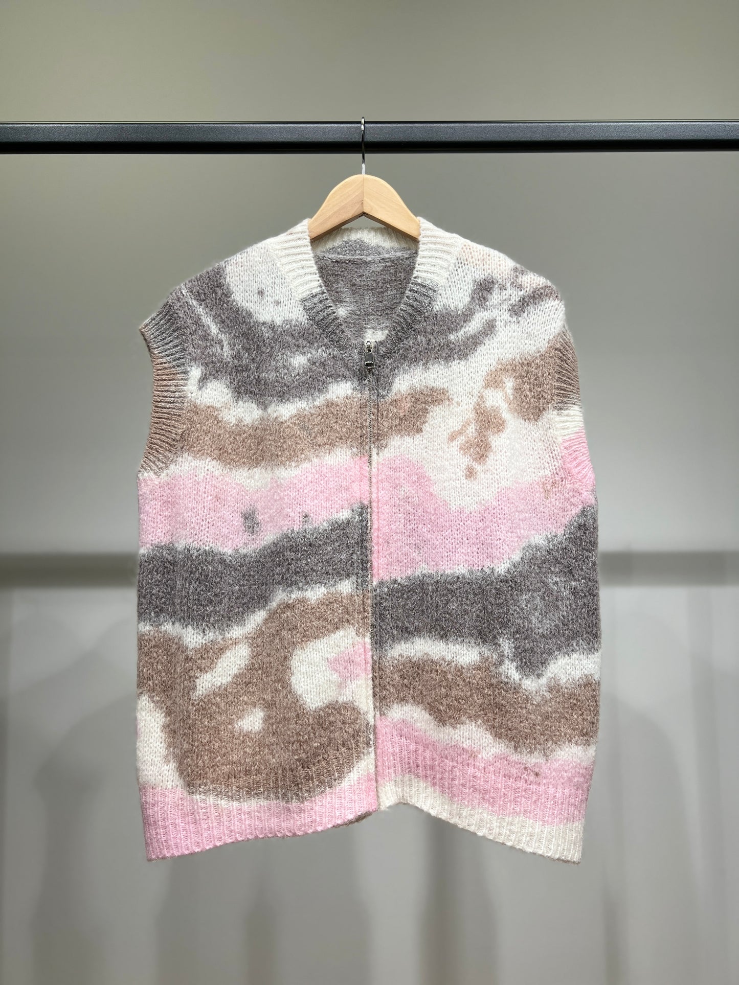 Gilet Large Zippé Tie & Dye 30% Mohair 10% Laine