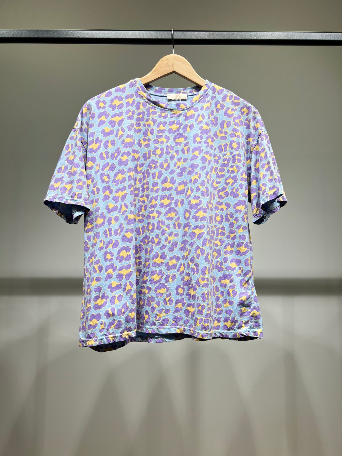 T-Shirt Manche Courte Col Rond Motif Léopard 100% Coton