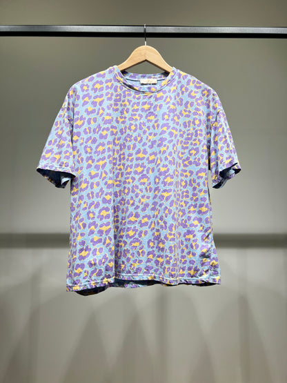 T-Shirt Manche Courte Col Rond Motif Léopard 100% Coton