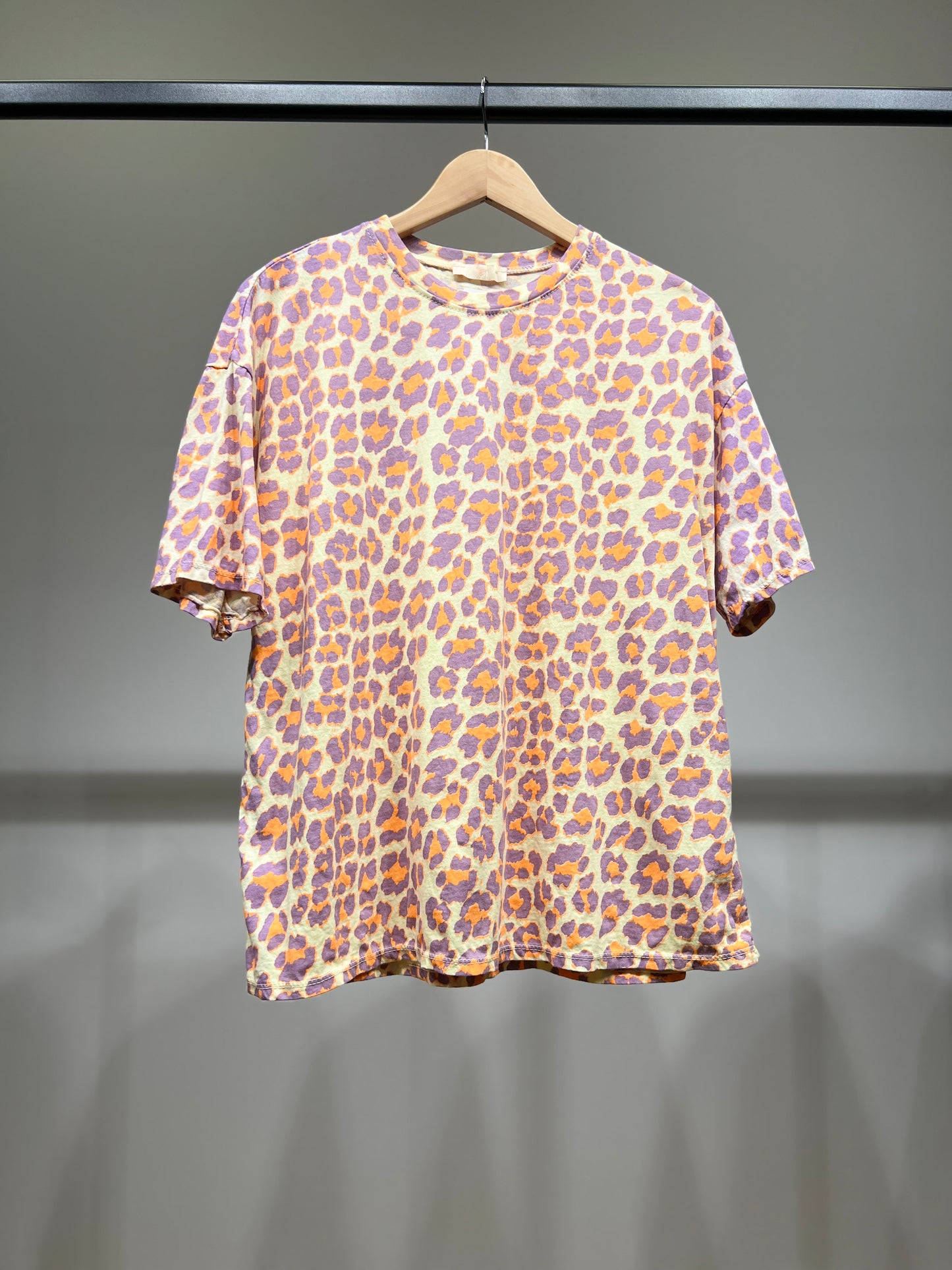 T-Shirt Manche Courte Col Rond Motif Léopard 100% Coton