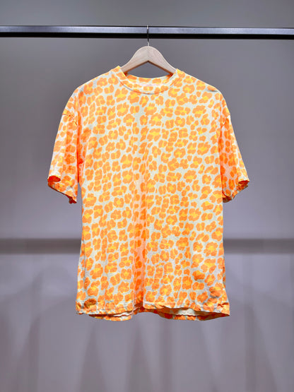 T-Shirt Manche Courte Col Rond Motif Léopard 100% Coton