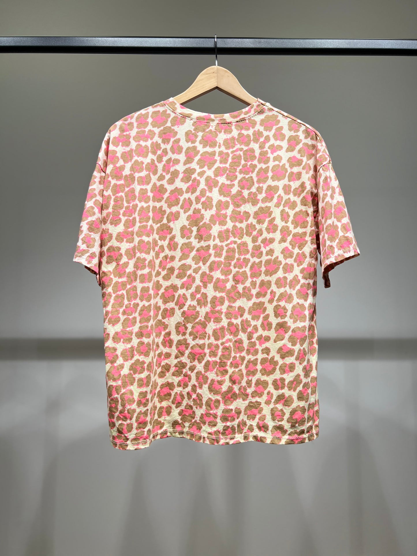 T-Shirt Manche Courte Col Rond Motif Léopard 100% Coton