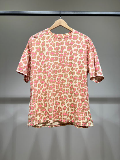 T-Shirt Manche Courte Col Rond Motif Léopard 100% Coton