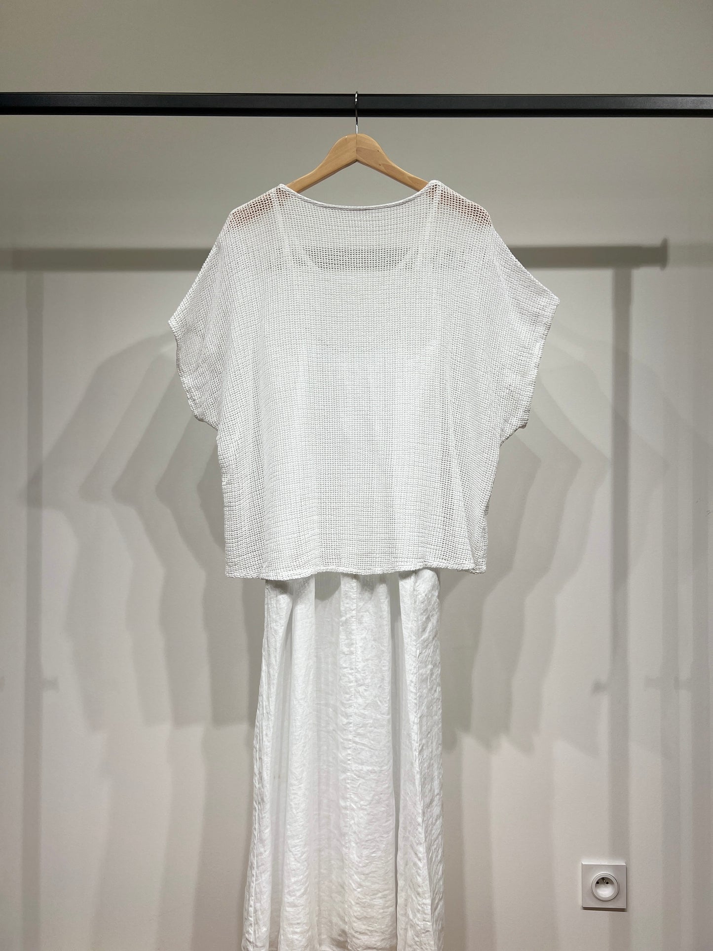 Ensemble Haut Maille Large & Robe à Poches Col V 100% Coton & 100% Lin