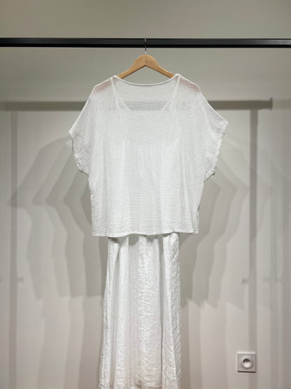 Ensemble Haut Maille Large & Robe à Poches Col V 100% Coton & 100% Lin