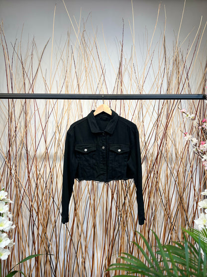 Veste Denim Manche Longue Cropped 100% Coton Taillé S/M
