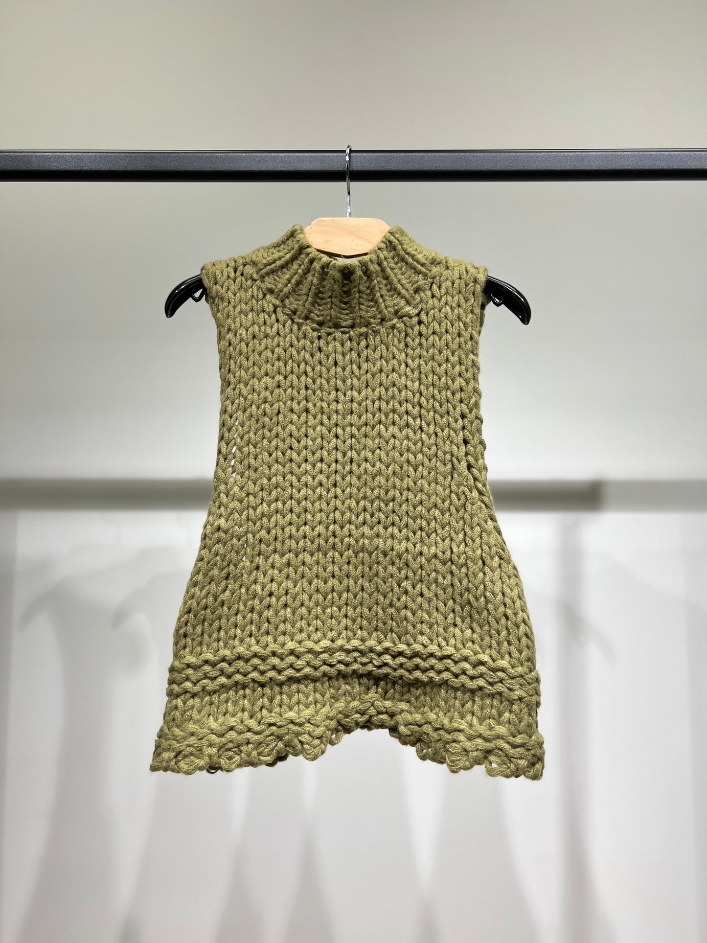 Gilet Tricoté Torsadé Maille Large Évasé