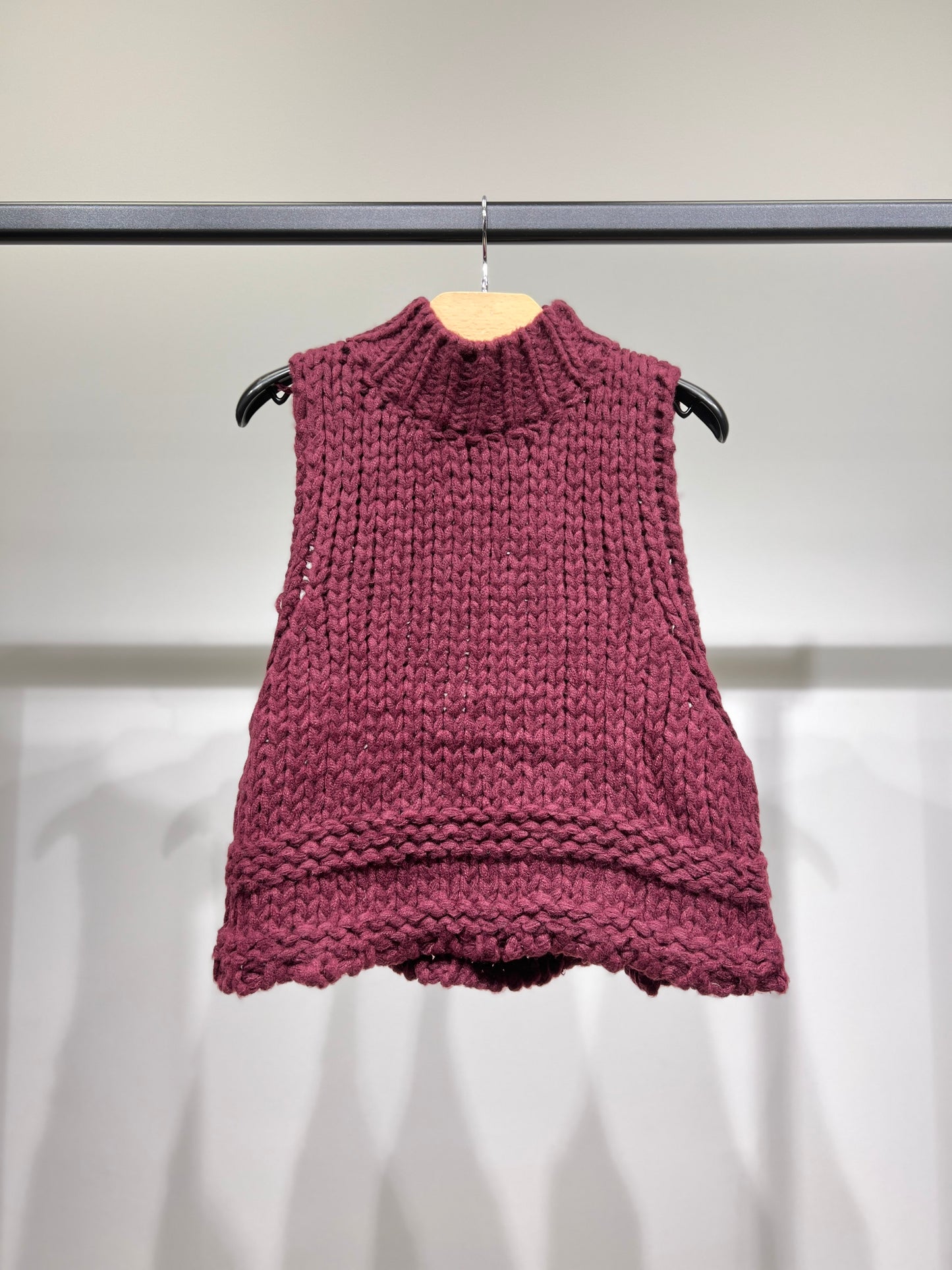 Gilet Tricoté Torsadé Maille Large Évasé