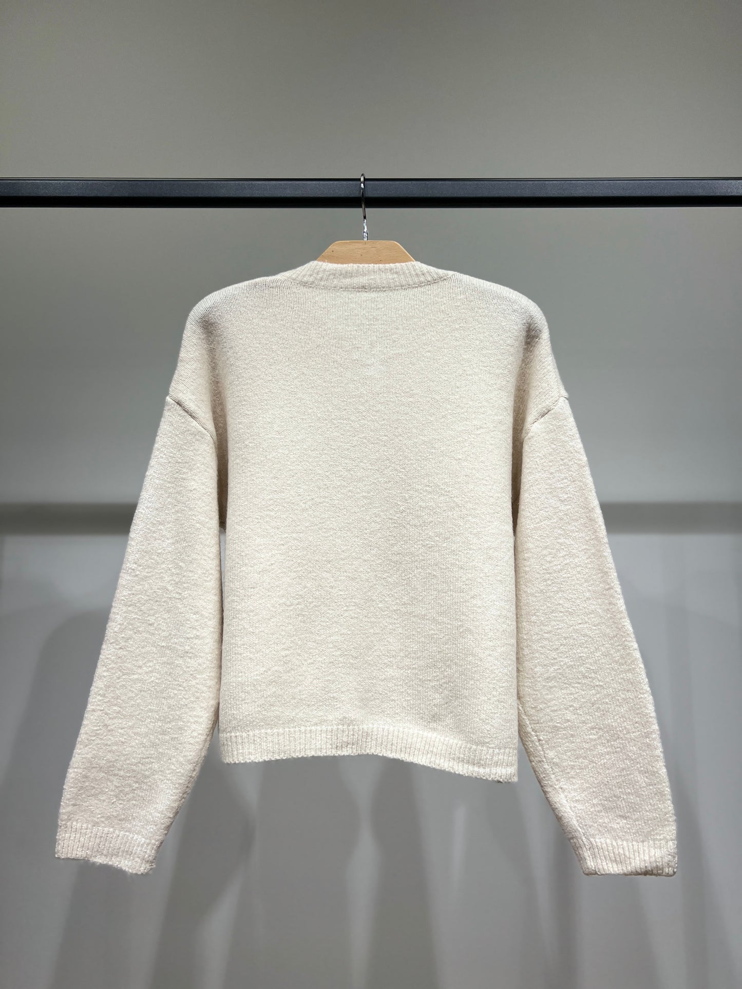 Cardigan Large Boutons Fantaisie Bords-Côtes 10% Laine