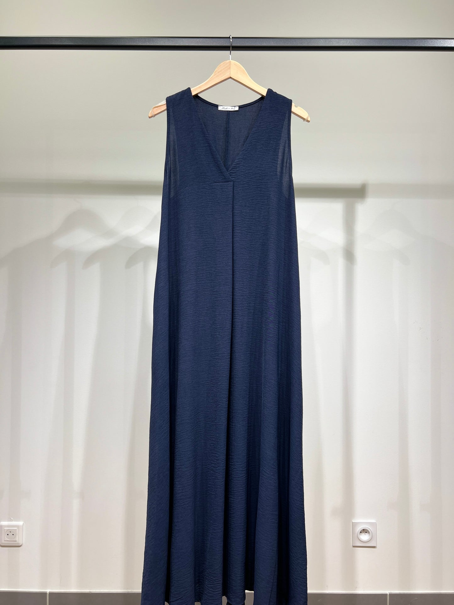 Robe Débardeur Maxi Col V Taille Élastique Au Dos