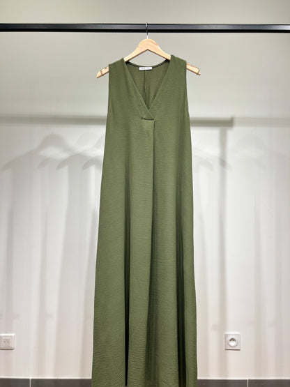 Robe Débardeur Maxi Col V Taille Élastique Au Dos