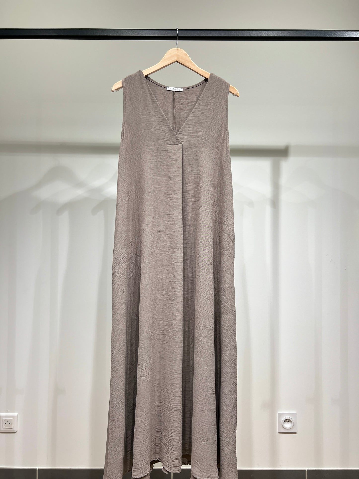 Robe Débardeur Maxi Col V Taille Élastique Au Dos