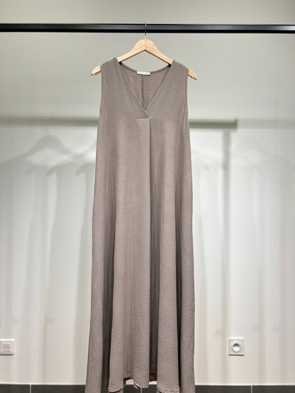 Robe Débardeur Maxi Col V Taille Élastique Au Dos