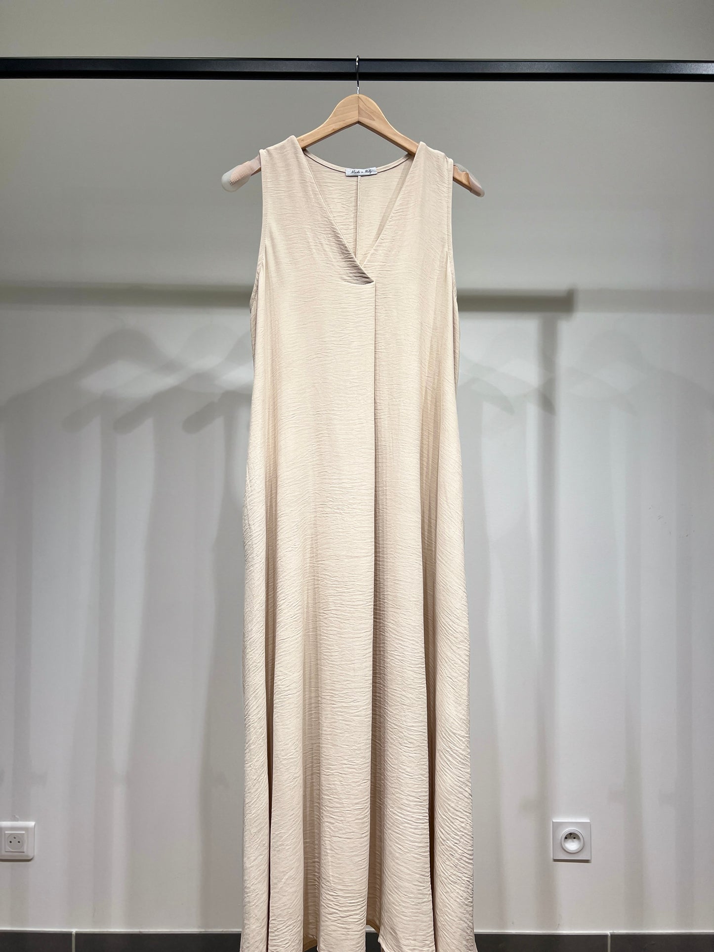 Robe Débardeur Maxi Col V Taille Élastique Au Dos