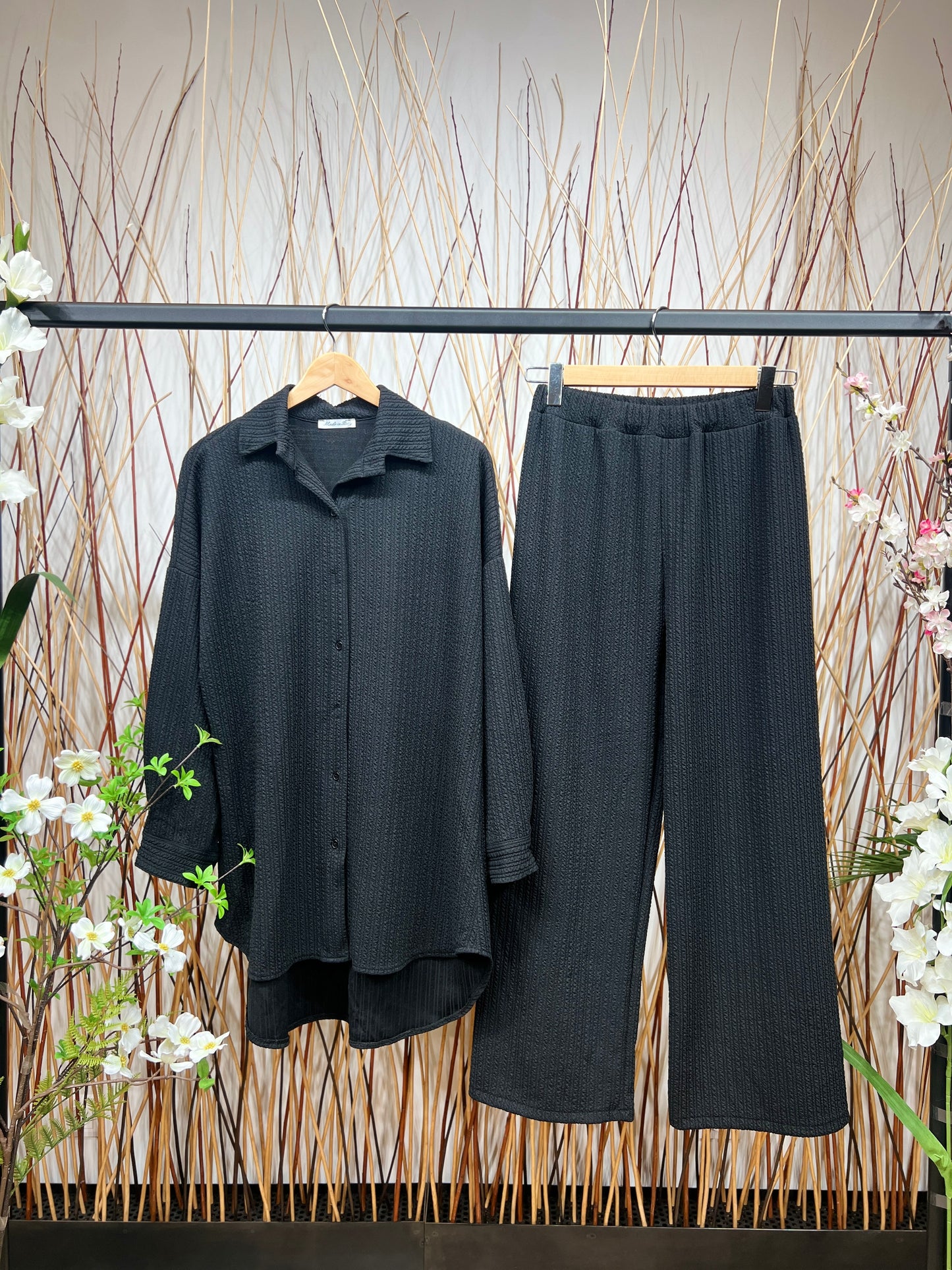 Ensemble Chemisier & Pantalon Large Confort Effet Relief