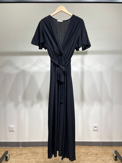 Robe Maxi Cache Cœur à Manches Papillon & Ceinture