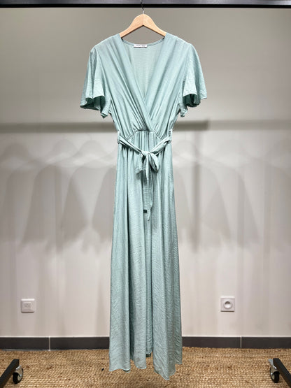 Robe Maxi Cache Cœur à Manches Papillon & Ceinture