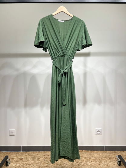 Robe Maxi Cache Cœur à Manches Papillon & Ceinture