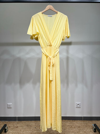 Robe Maxi Cache Cœur à Manches Papillon & Ceinture