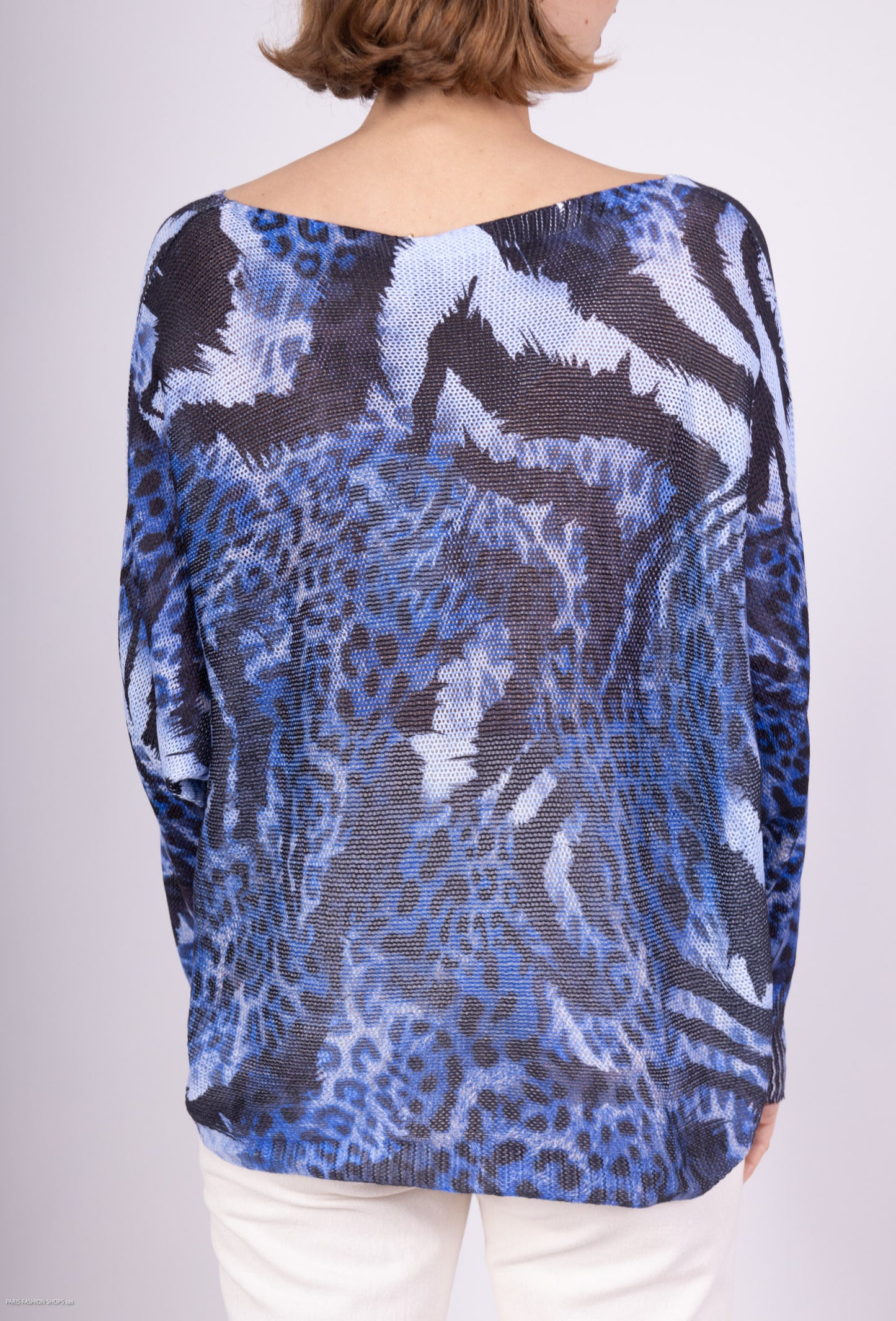 T-Shirt Maille Large Imprimé Animal Manches Chauve-Souris