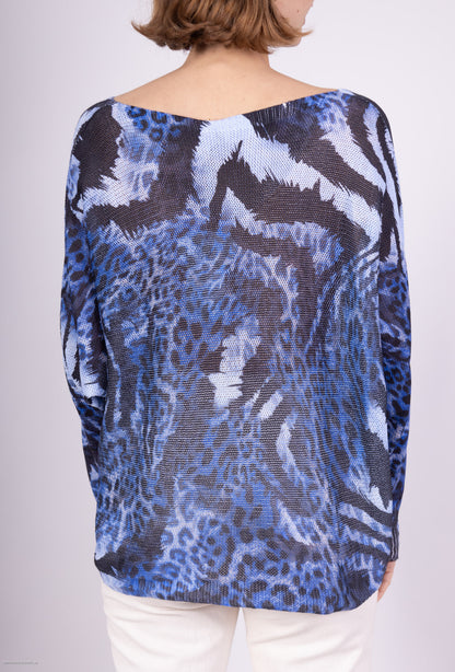 T-Shirt Maille Large Imprimé Animal Manches Chauve-Souris