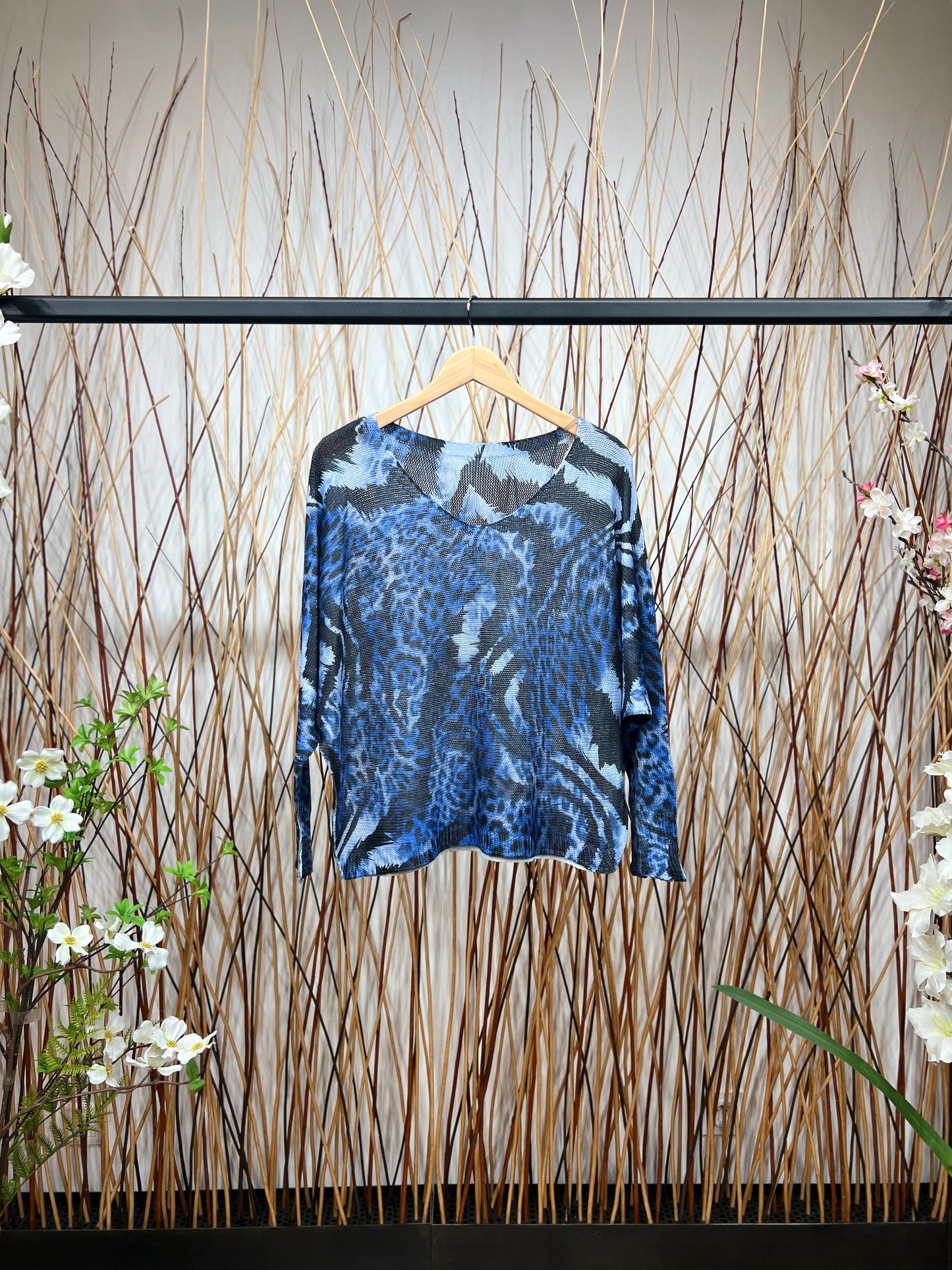 T-Shirt Maille Large Imprimé Animal Manches Chauve-Souris
