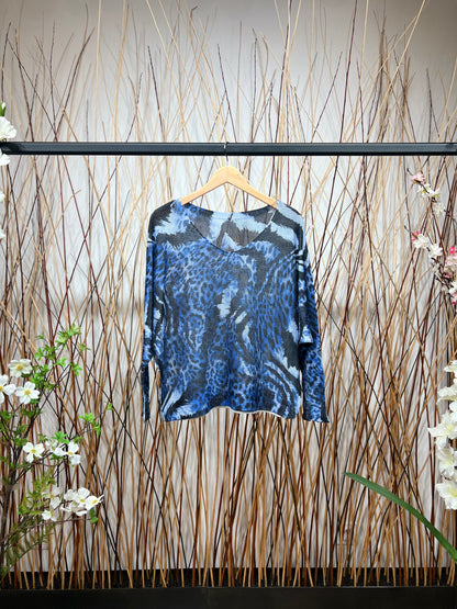 T-Shirt Maille Large Imprimé Animal Manches Chauve-Souris