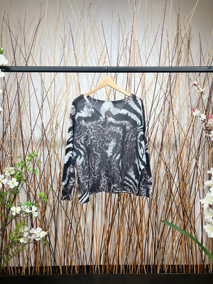 T-Shirt Maille Large Imprimé Animal Manches Chauve-Souris