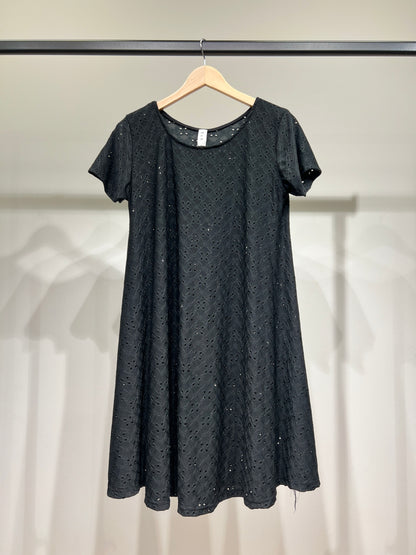 Robe Midi Manche Courte Dentelle Anglaise