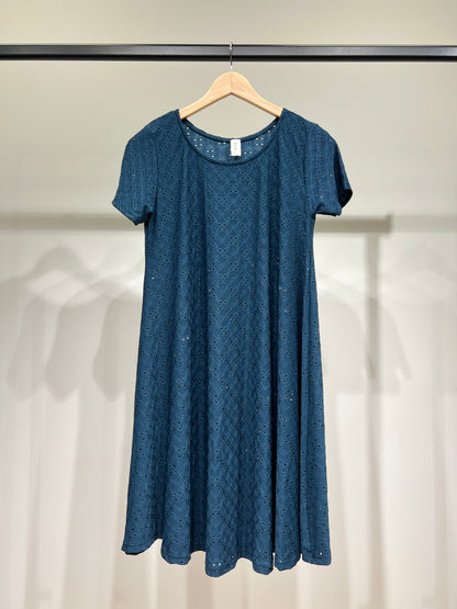 Robe Midi Manche Courte Dentelle Anglaise