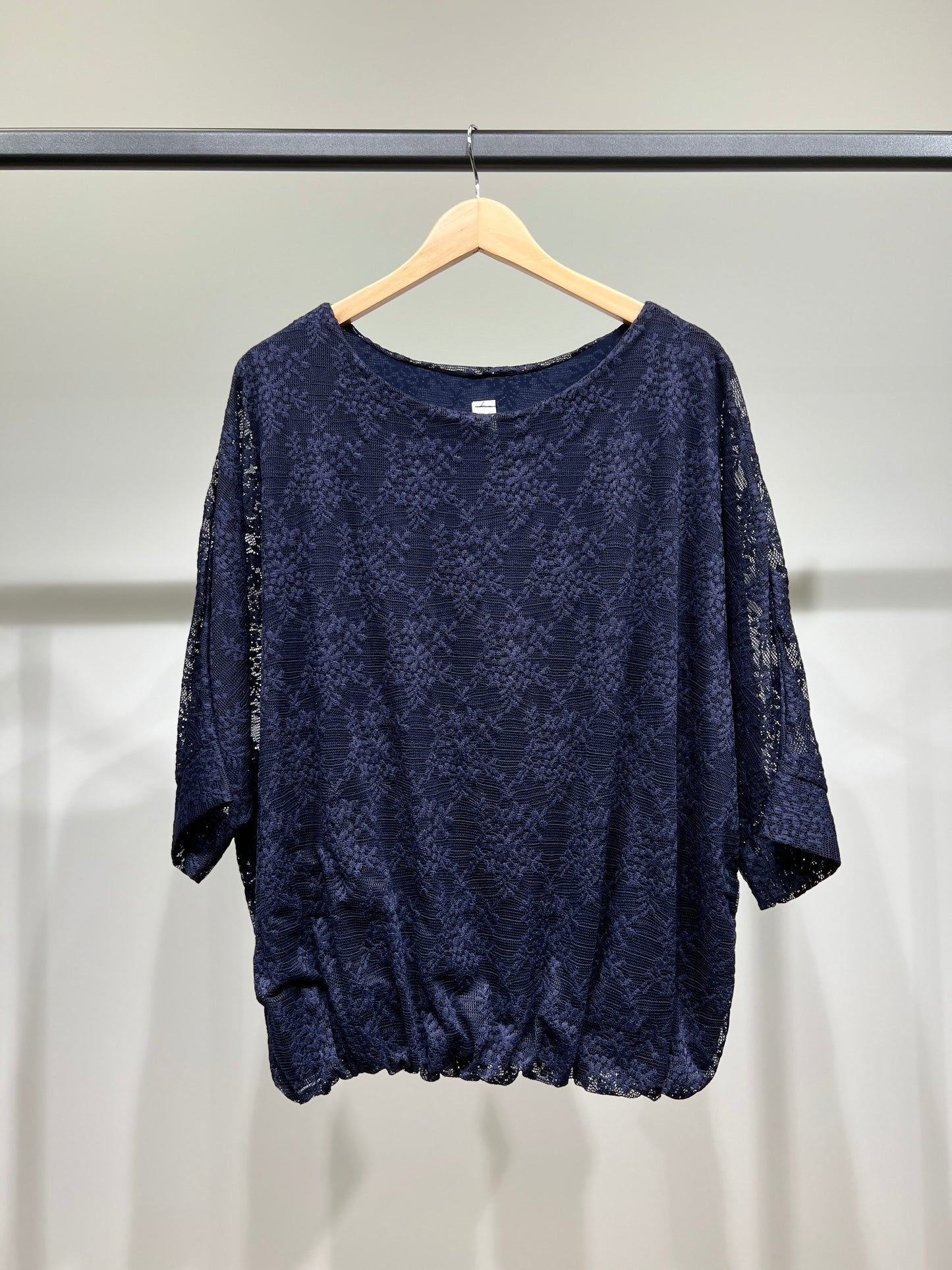 Pull Dentelle à Fleur Taille Élastique Manche Chauve Souris