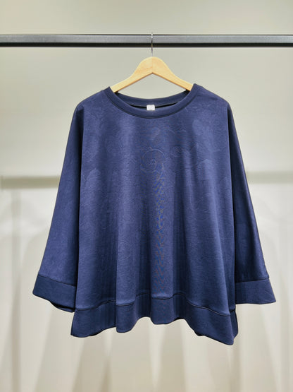 Sweat Large Col Rond Motif Floral En Relief