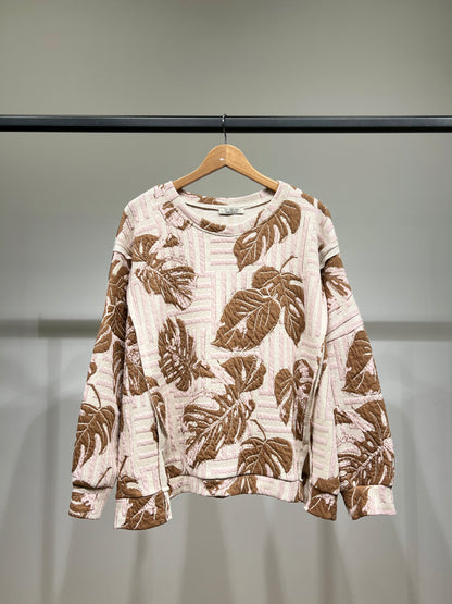 Pull Large Motif Floral Géométrique Relief 44% Cotton