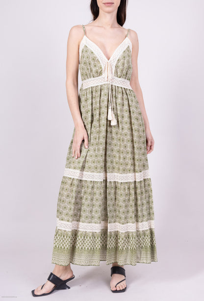 Robe D'Été Dentelle Motif Fleur Corde Décorative 100% Coton