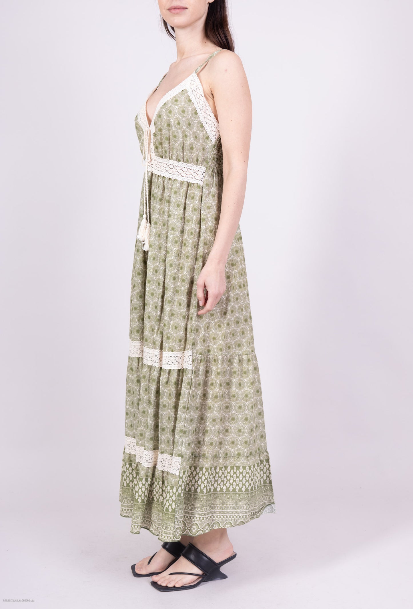 Robe D'Été Dentelle Motif Fleur Corde Décorative 100% Coton