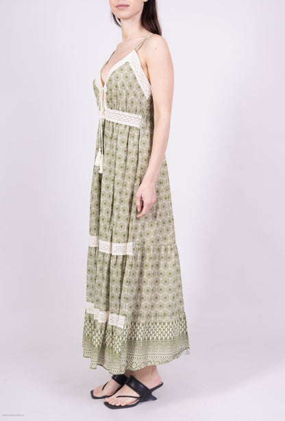 Robe D'Été Dentelle Motif Fleur Corde Décorative 100% Coton